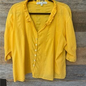 JP and Mattie Yellow Ruffled Blouse